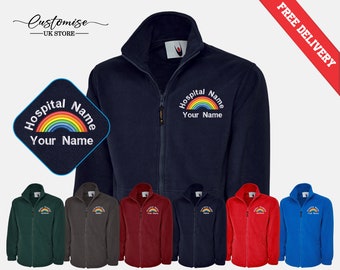 Rainbow Embroidered Full Zip Fleece Jacket, Custom Monogrammed Student Nurse Jacket, National Healthcare Worker Medical Uniform, Nurse Gifts