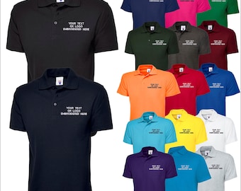 Personalised Embroidered Text Polo Shirt, Custom Your Name and Text Polo Tees, Monogrammed Your Company Name Polo Shirt, Gift for His & Her