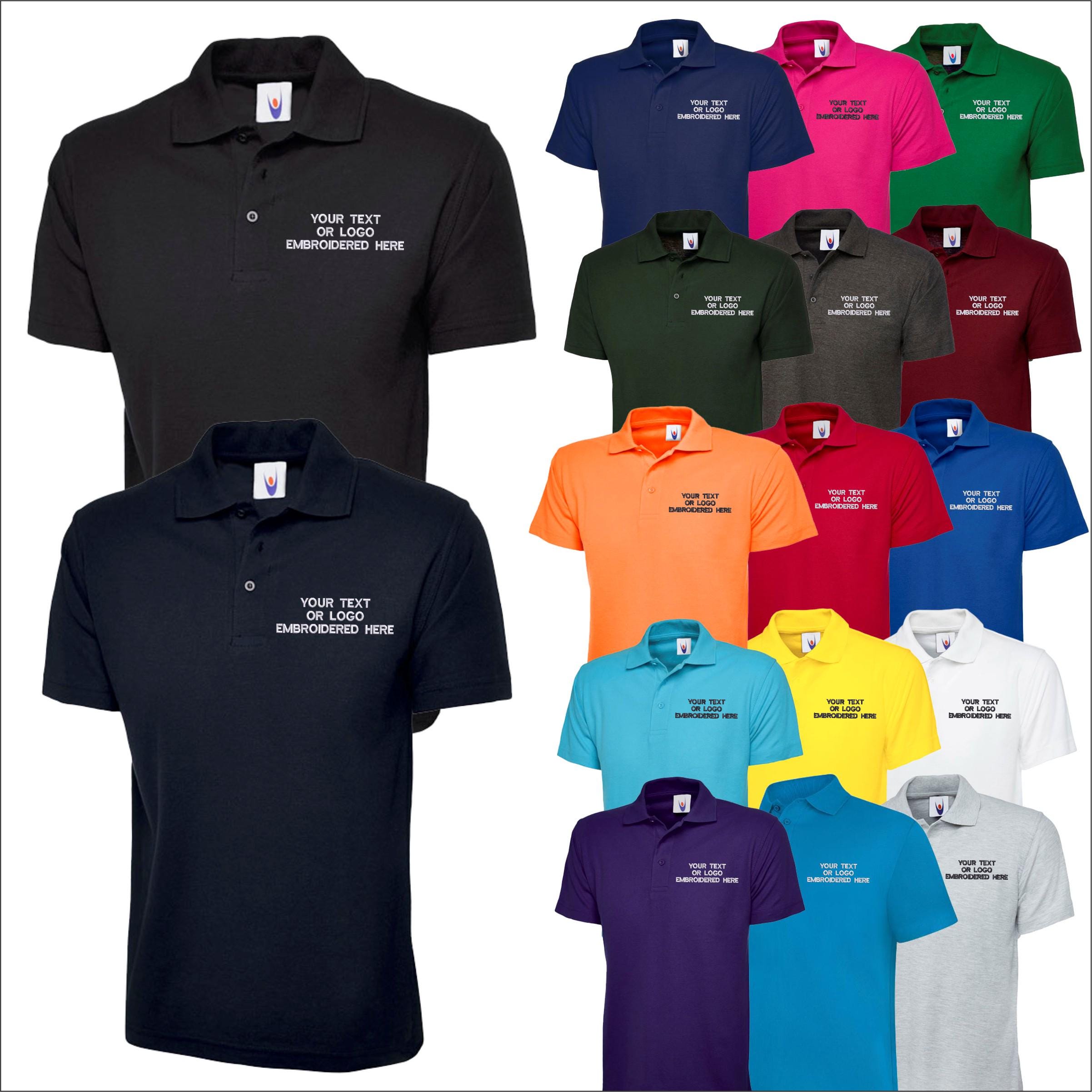 Personalised Embroidered Text Polo Shirt, Custom Your Name and Text Polo Tees, Monogrammed Your Company Name Polo Shirt, Gift for His & Her