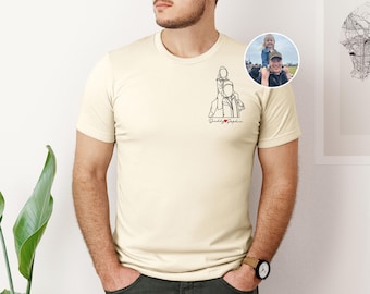 Personalised Dad Shirt Portrait From Photo, Father&#39;s Day Gift for Dad, Custom Family Photo Outline Shirt, Father&#39;s Day Gifts,  Gifts for Dad