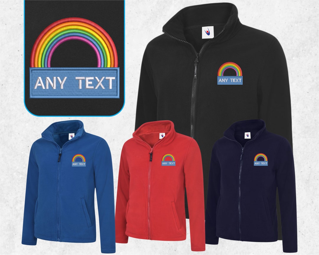 Rainbow Embroidered Women Fleece Jacket, National Heroes Support Full