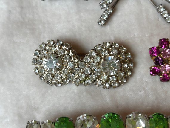 Vintage Rhinestone Brooches - Mid Century Atomic, Floral, Bar Pins View 5