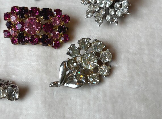 Vintage Rhinestone Brooches - Mid Century Atomic, Floral, Bar Pins View 6