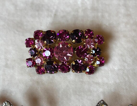 Vintage Rhinestone Brooches - Mid Century Atomic, Floral, Bar Pins View 3