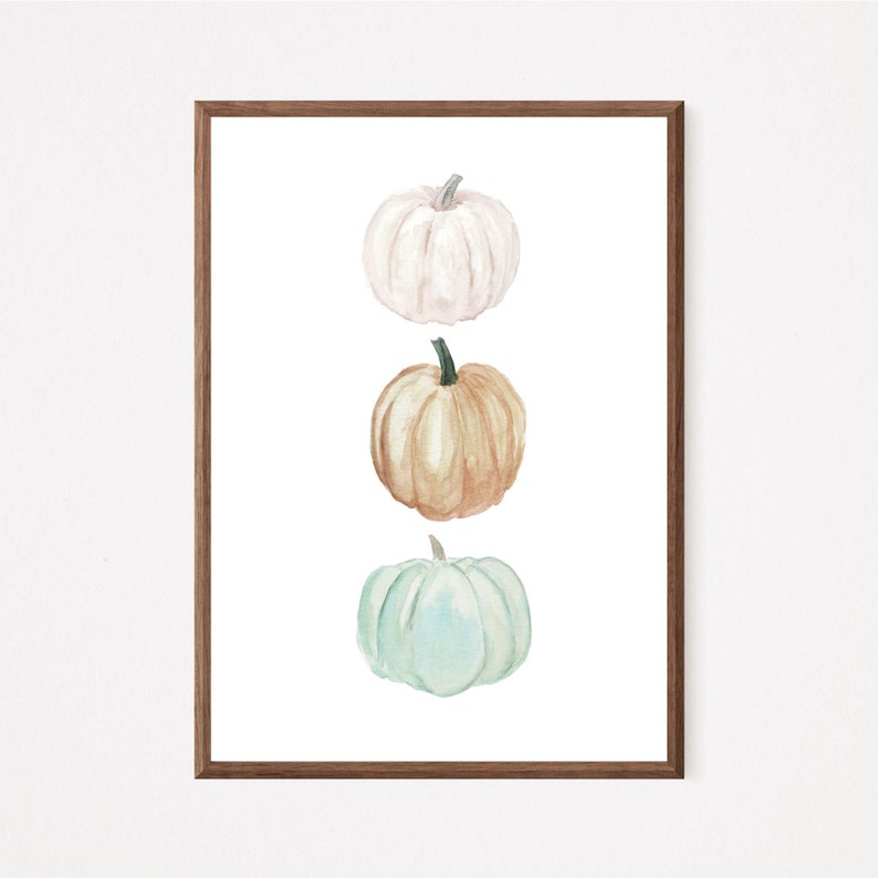 Pumpkin Stack Printable Wall Art Pastel Autumn Wall Art - Etsy