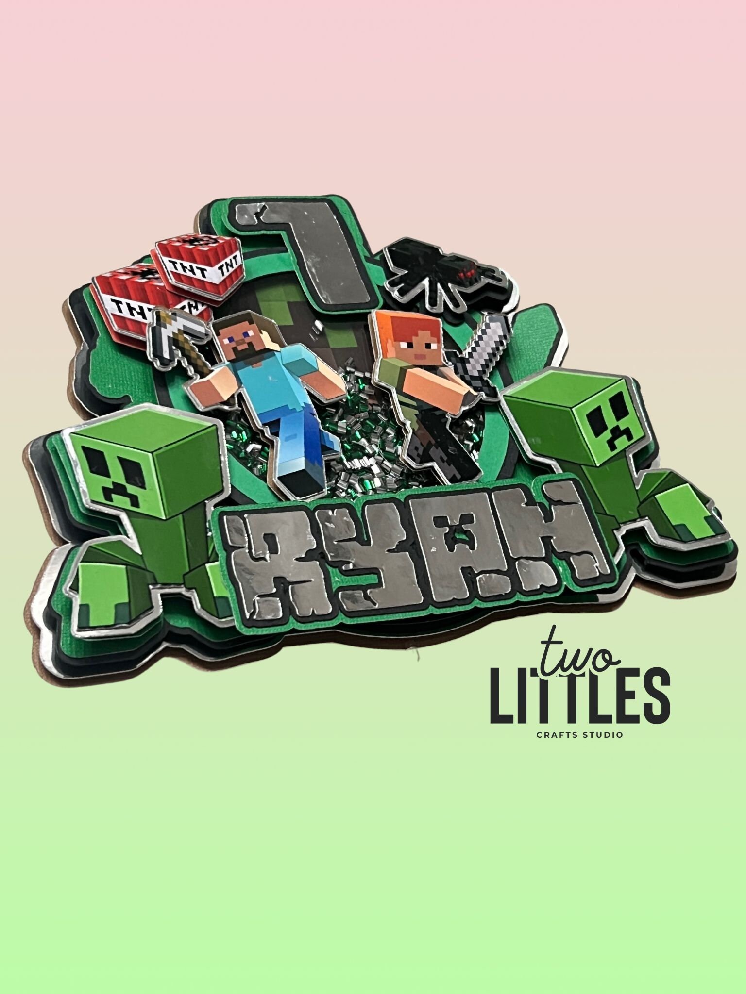 Personalized Handmade Minecraft Cake Topper