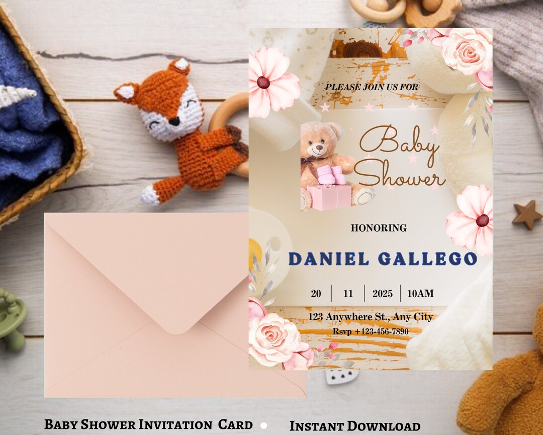 Baby Shower Invitation, Modern Baby Shower Invitation, Editable