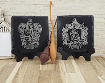 Wizard Inspired Slate Coasters – Engraved Stone Gift and Decor