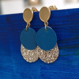 Boucles d'oreilles en cuir et cuir doré et argenté bijoux pour femme, cadeau mariage, fête des mères et pour fille image 10