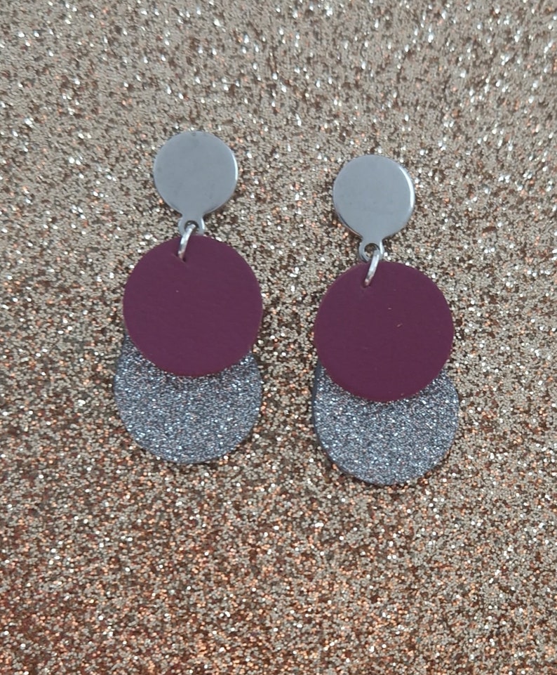 Boucles d'oreilles en cuir et cuir doré et argenté bijoux pour femme, cadeau mariage, fête des mères et pour fille image 5