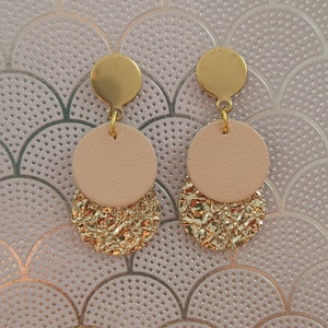 Boucles d'oreilles en cuir et cuir doré et argenté bijoux pour femme, cadeau mariage, fête des mères et pour fille image 2