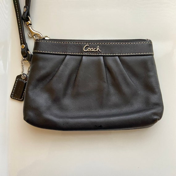 Genuine Vintage Leather Coach Black Wristlet - image 1