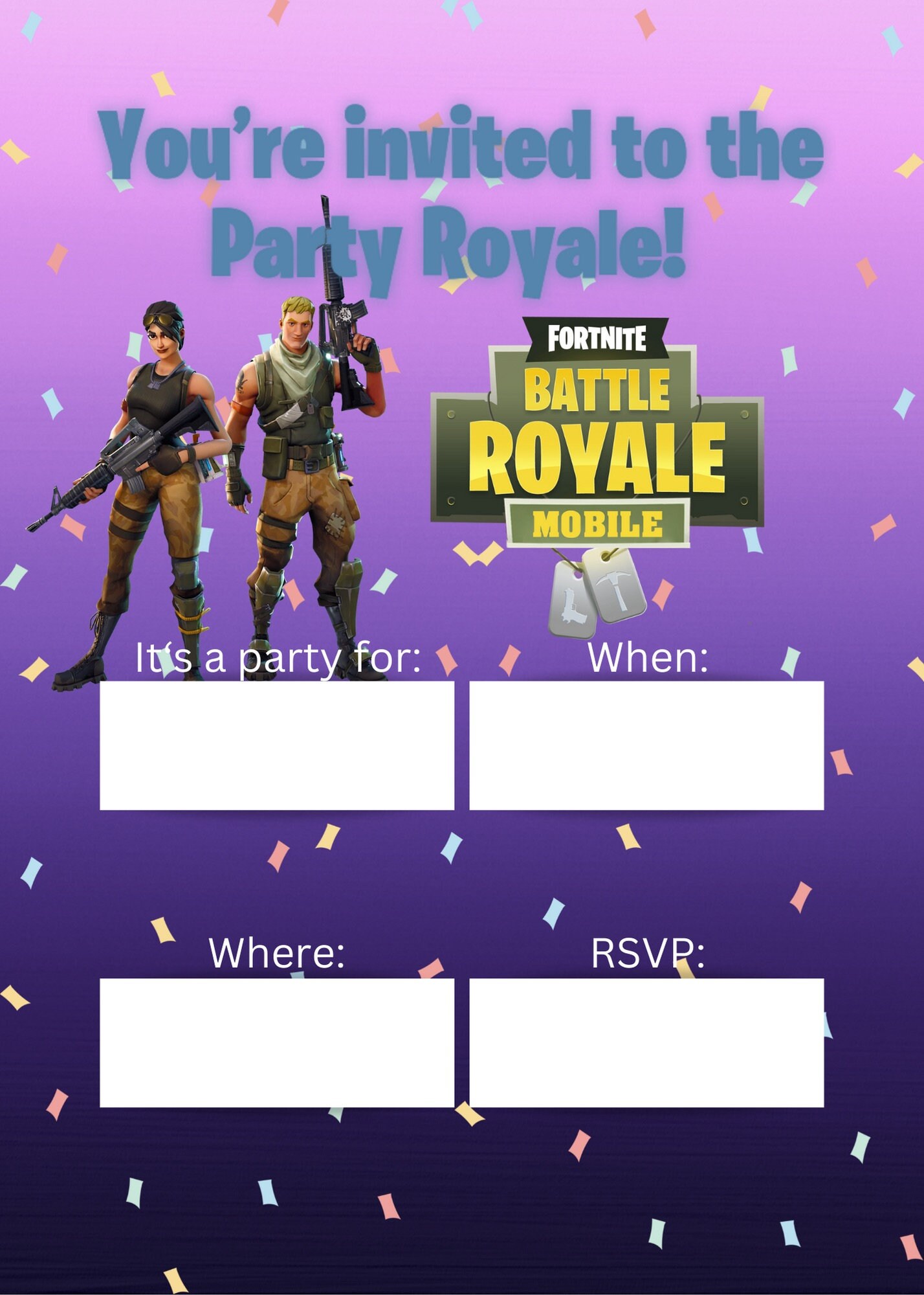 Fortnight Invitation Birthday Invitation Kids Party - Etsy Australia
