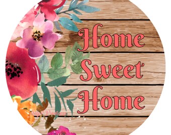 Welcome Sign, Sign, Metal Wreath Sign, Home Sweet Home Sign, Floral Home Sweet Home Sign