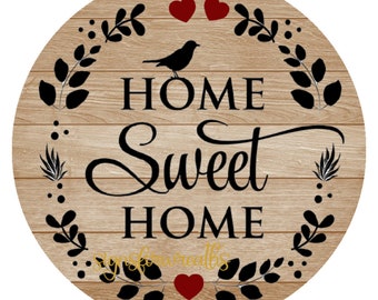 Welcome Sign, Sign, Metal Wreath Sign, Home Sweet Home Sign