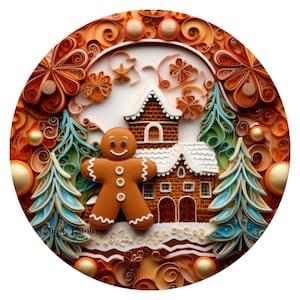 Gingerbread House Sign, Faux 3D Gingerbread Man Sign, Metal Wreath Sign