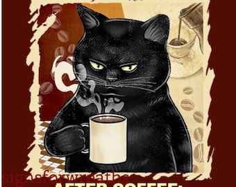 Before Coffee I Hate Everyone Sign, Coffee Cat Sign, 7x9 Metal Sign, Black Cat Humor, Black Cat Sign, Funny Black Cat Sign, Funny Black Cat