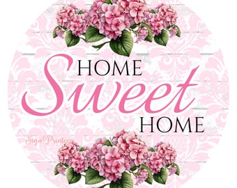 Floral Home Sweet Home Sign, Welcome Sign, Sign, Metal Wreath Sign, Home Sweet Home Sign