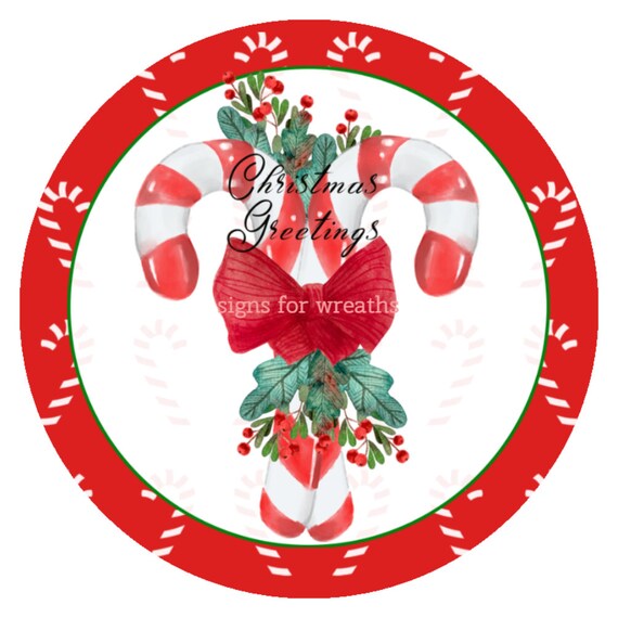 Candy Cane Sign Metal Wreath Sign Christmas Sign for Etsy