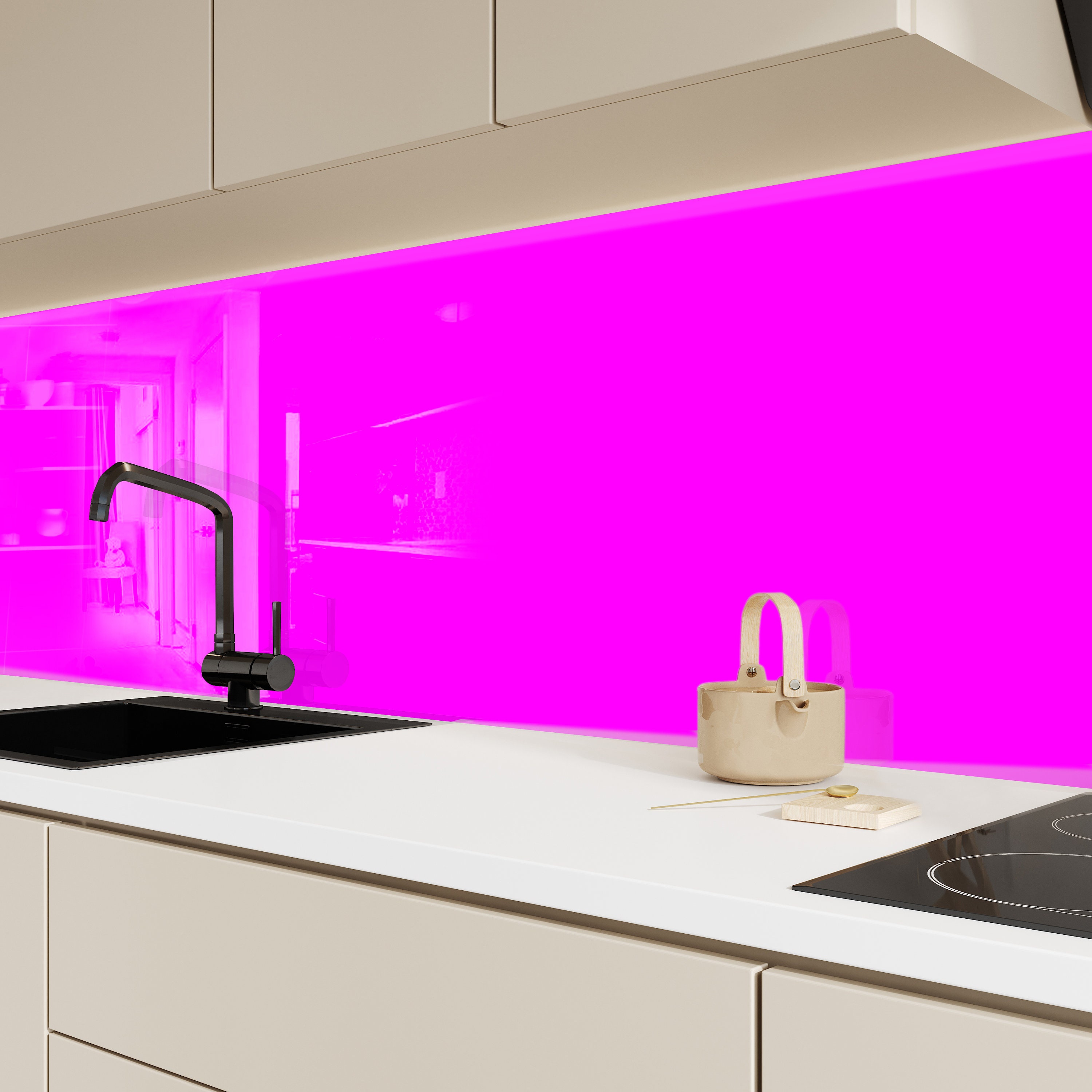 Dark Purple Glitter Splashback Panel Backsplash Tile Kitchen