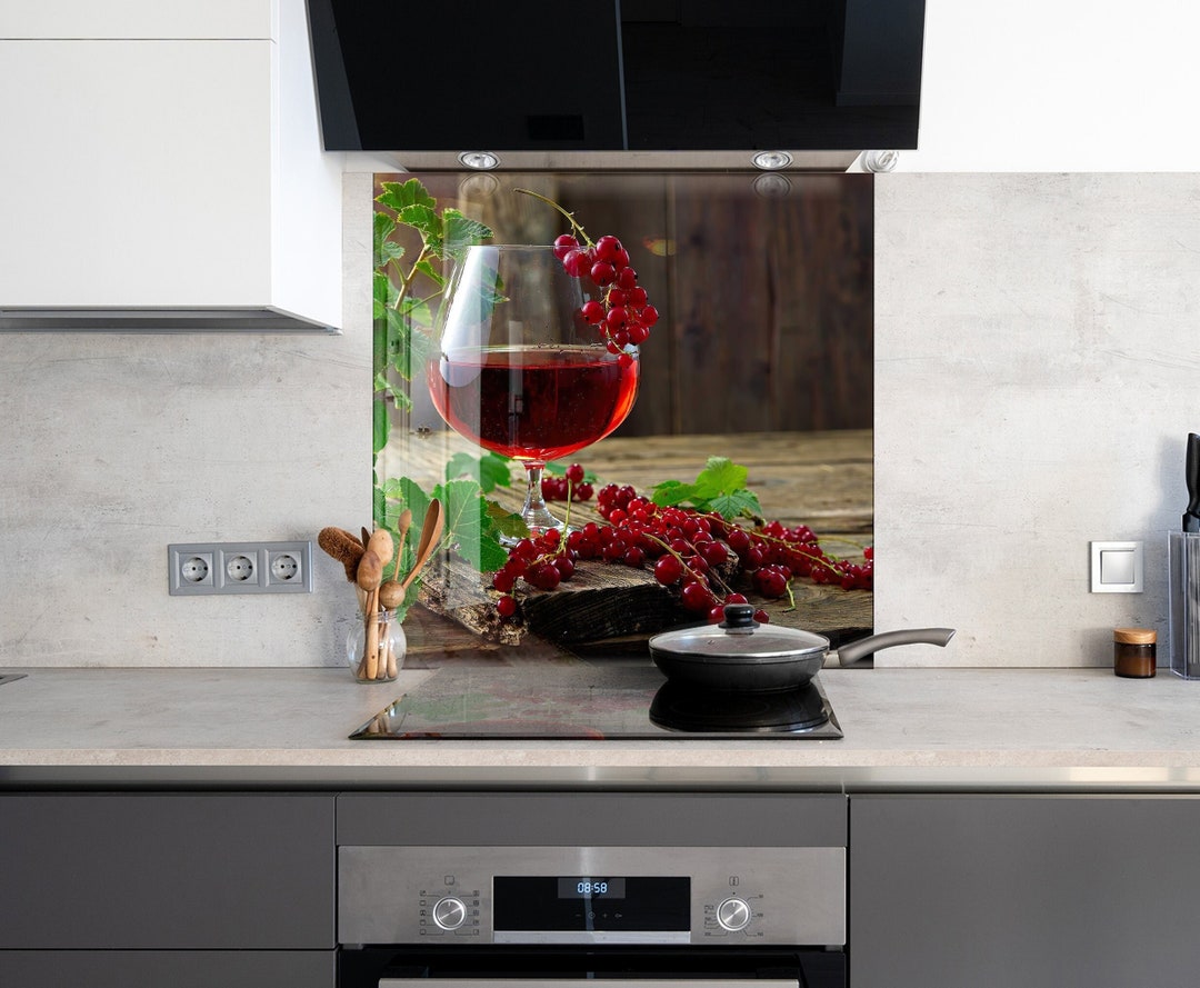Kitchen Glass Splashbacktempered Glass Red Wine Backsplash Etsy