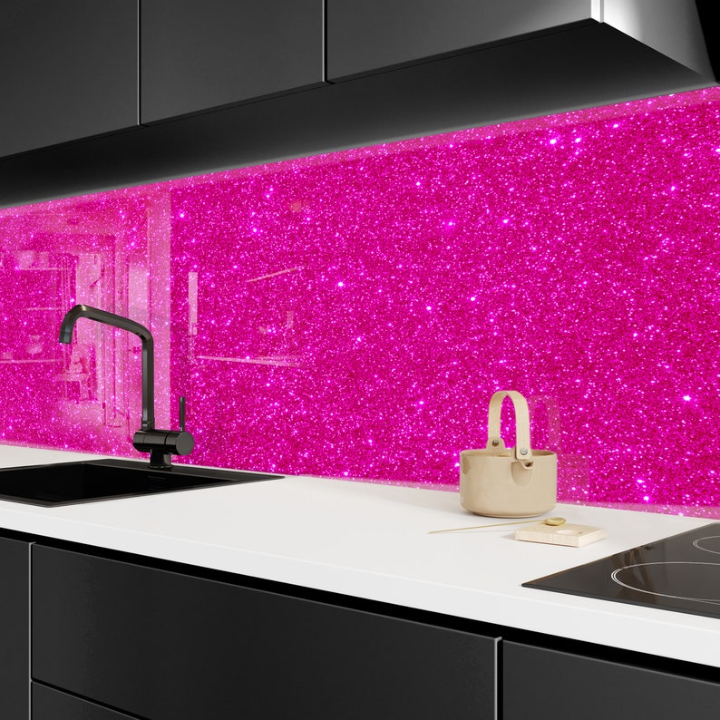 Pink Glitter Bathroom Backsplashbathroom Decorsink Etsy
