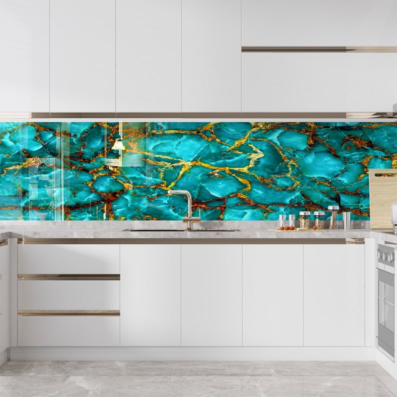 Kitchen Glass Splashbacktempered Glass Marble Backsplash Tile Etsy