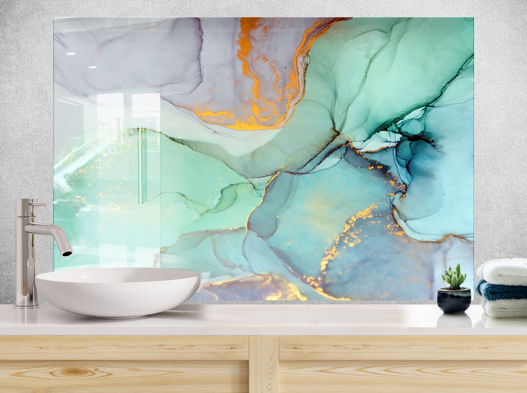 Abstract Backsplash Tilesolid Tempered Glass Wall Etsy