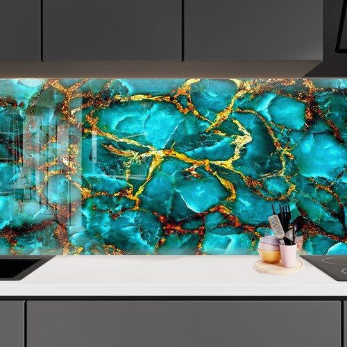 Kitchen Glass Splashbacktempered Glass Marble Backsplash Tile Etsy