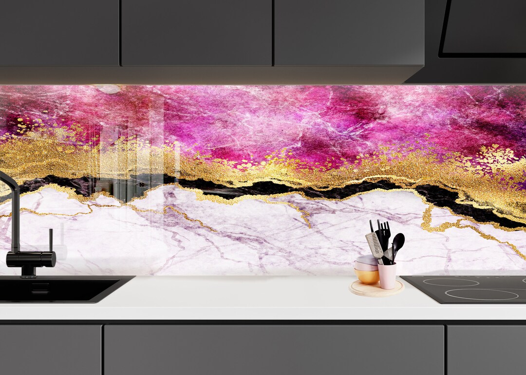 Tempered Glass Abstract Backsplashcooker Wall Backsplash Etsy