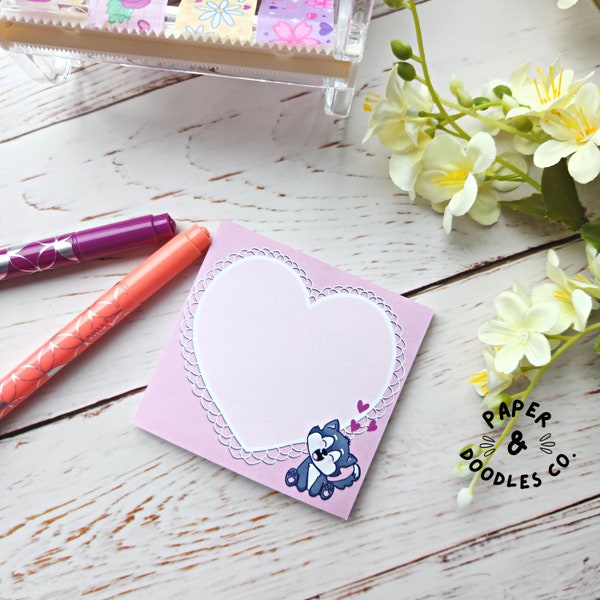 Heart Doily - 3x3 cute sticky notes - 50 pages - Kawaii aesthetic | Post-it Notes | Cute Stationery | Memo Pad | Notes | Bujo | Planner