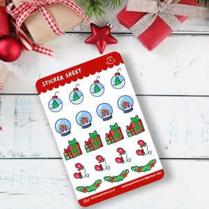 Christmas Stickers - 4x6&quot; Matte Sticker Sheet - Kawaii Aesthetic | Bujo Stickers | Winter Themed Decals | Cute Stickers | Journal Stickers