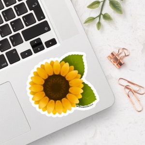 Sonnenblume - 3" Matte Vinyl-Aufkleber - Blumen-Aufkleber | Geschenkidee für Sonnenblumen-Liebhaber | Garten Aufkleber | Gelbe Blume | Für Pflanzenliebhaber