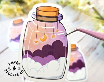 Stars in bottle - 3" Kawaii-Style Glossy Vinyl Sticker - Dishwasher Safe Sticker | Laptop Decal | Computer Sticker | Kawaii Sticker | Bujo