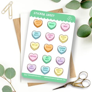 Cœurs anti-conversation - Feuille d'autocollants 4 x 6 po. - Stickers Saint-Valentin | Stickers amour | Saint-Valentin | Stickers pour journal | Drôle