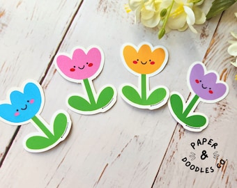 Kawaii Tulip - 2" Matte Vinyl Sticker - Flower Sticker | Laptop Decal | Computer Sticker | Vinyl Decal | Kawaii Aesthetic | Cute Sticker