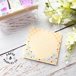 Daisies in Bloom - 3x3 cute sticky notes - 50 pages - Kawaii aesthetic | Post-it Notes | Cute Stationery | Memo Pad | Notes | Bujo | Planner