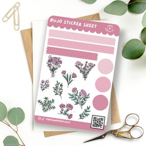 BuJo Ombre Florals - 4x6&quot; Matte Vinyl Sticker Sheet  - Bujo Stickers | Vinyl Sticker | Vintage Aesthetic | Journaling Stickers | Cottagecore