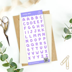 Hoja de calcomanías de vinilo transparente de 70 x 170 mm con letras decorativas lindas, calcomanías del alfabeto, calcomanías estéticas kawaii, calcomanías para diario, calcomanías decorativas