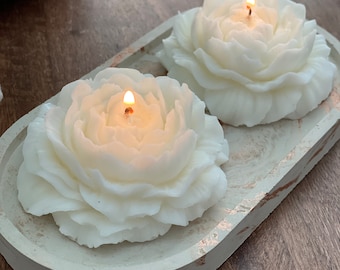 Peony Candle set of 2 | Flower Candle | Pillar Candle | Decorative Candle