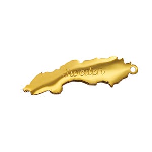 Iran Map Necklace With Persian Calligraphy (18K GOLD  Sweden Map Shape Pendant Business Card Holder display picture 1