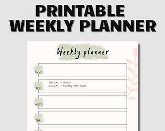 Printable Weekly Planner Daily Schedule Instant Download - Etsy