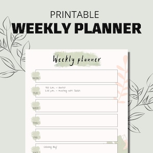 Printable Weekly Planner Daily Schedule Instant Download - Etsy
