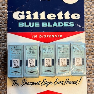 Vintage Gillette Blue Blades and display