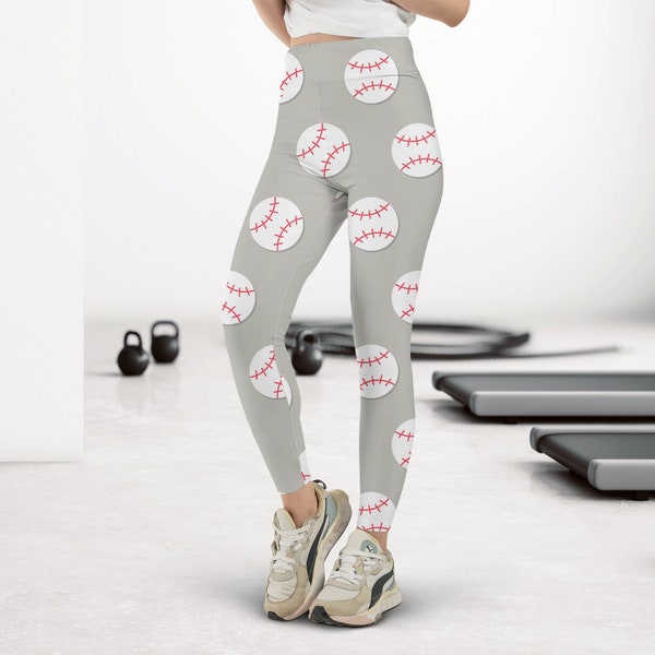 Baseball Leggings, Baseball Print, Baseball Yoga Pants, Baseball Gift HL59