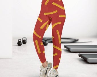 Fries Leggings, Fries Print, Fries Yoga Pants, Fries Gift HL39