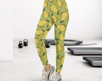 Pear Leggings, Pear Print, Pear Yoga Pants, Pear Gift HL20