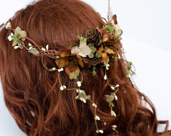 Flower Crown Boho Bridal Woodland Fairy Crown Wedding Headpiece Tiara