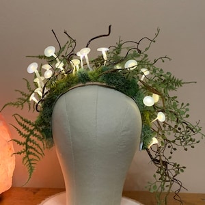 Glowing mushroom cottagecore crown Halloween fairy crown light up woodland crown fairycore mushroom crown rave crown