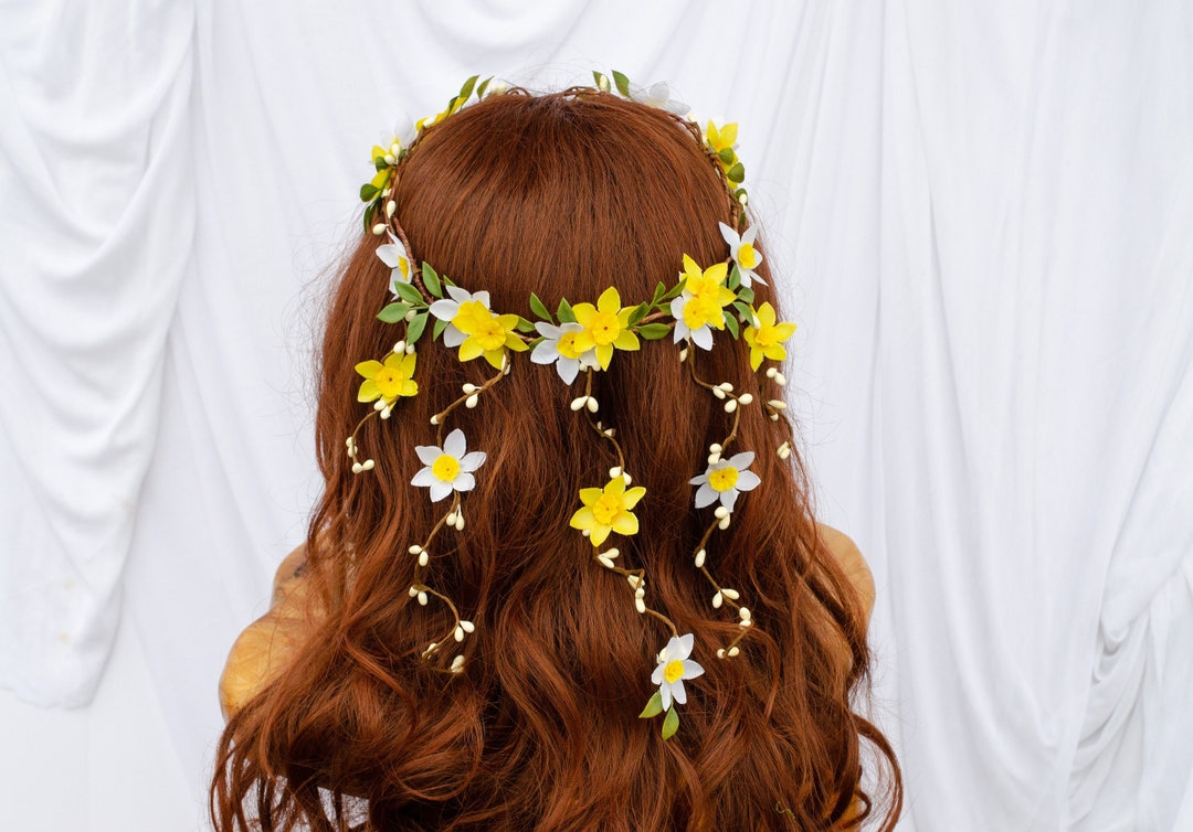 Daffodil Spring Flower Crown, Fairy Crown, Fairy Flower Crown, Daffodil
